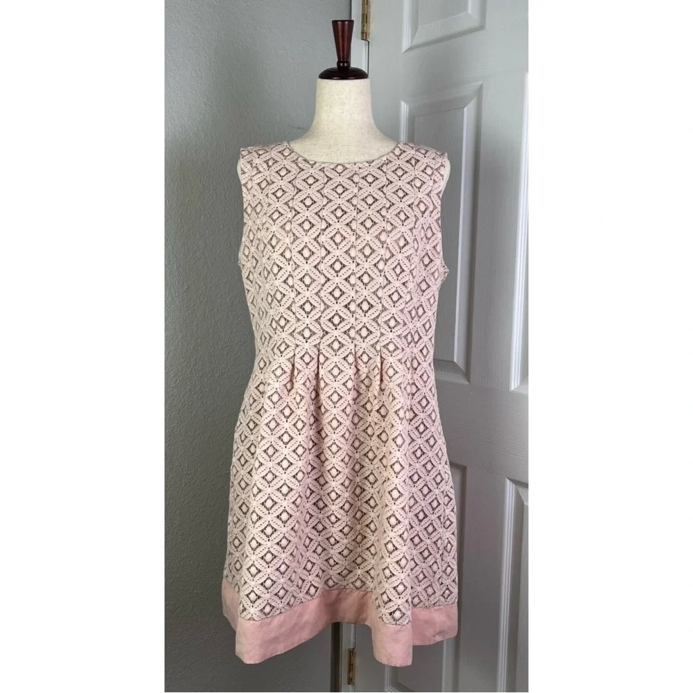 ELIZA J Lace Cutout Fit And Flare Dress Pockets Blush Pink - Picture 4 of 13